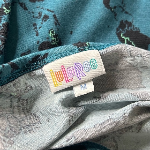 LuLaRoe Globe World Map Blue Julia Dress Size Medium - Picture 5 of 7